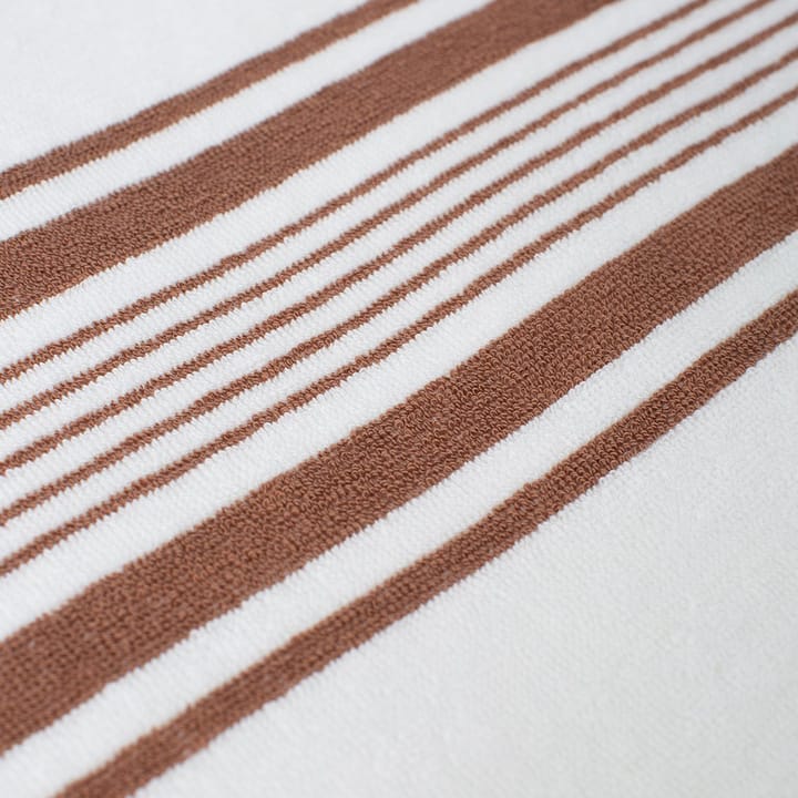 Striped Cotton Terry Logo kökshandduk 50x70 cm - Vit-brun - Lexington