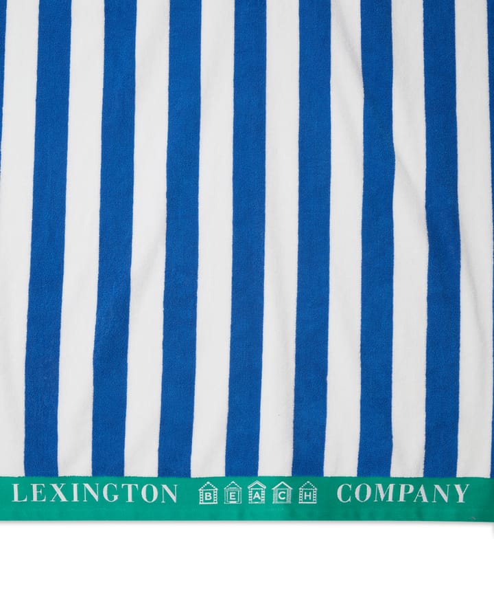 Striped Cotton Terry strandhandduk 100x180 cm - Blå-vit-grön - Lexington