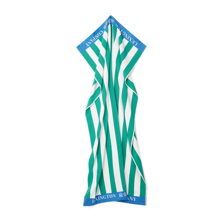 Striped Cotton Terry strandhandduk 100x180 cm - Grön-blå-vit - Lexington