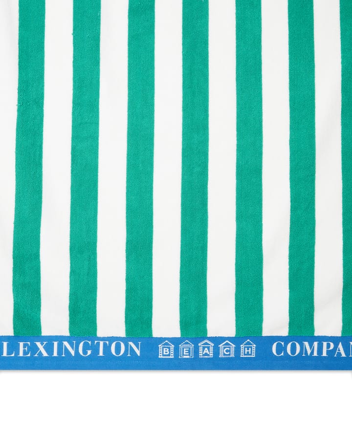 Striped Cotton Terry strandhandduk 100x180 cm, Grön-blå-vit Lexington