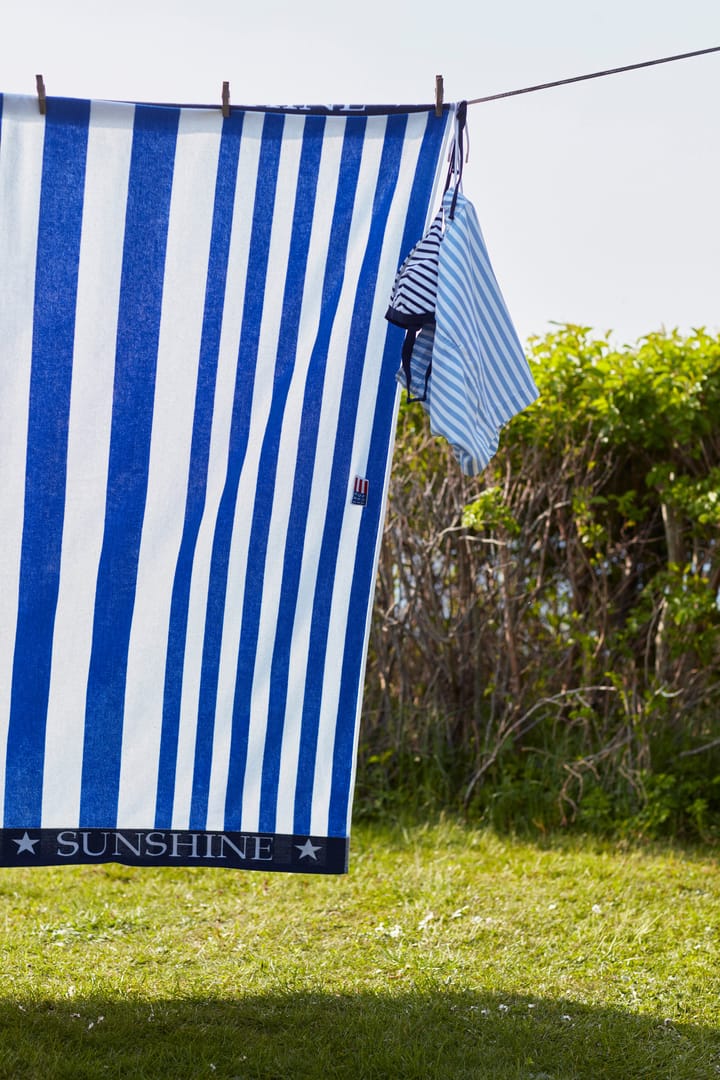 Striped Family strandhandduk 200x180 cm, Blå-vit Lexington