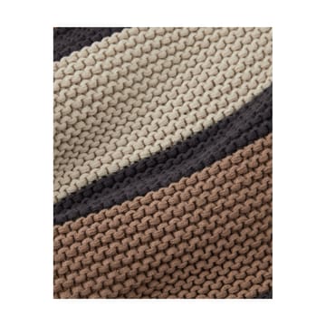 Striped Knitted Cotton pläd 130x170 cm - Brown-beige-dark gray - Lexington