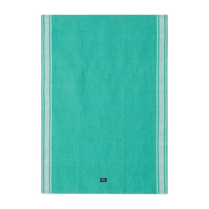 Striped Linen Cotton kökshandduk 50x70 cm, Grön-vit Lexington