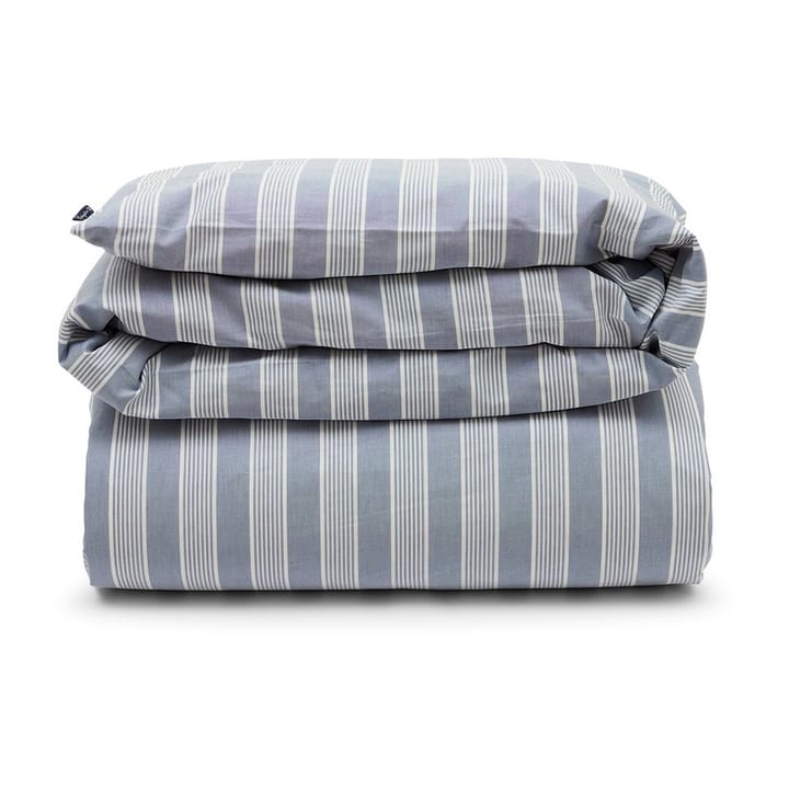 Striped lyocell och bomulls påslakan 220x220 cm - Blue/Off White - Lexington