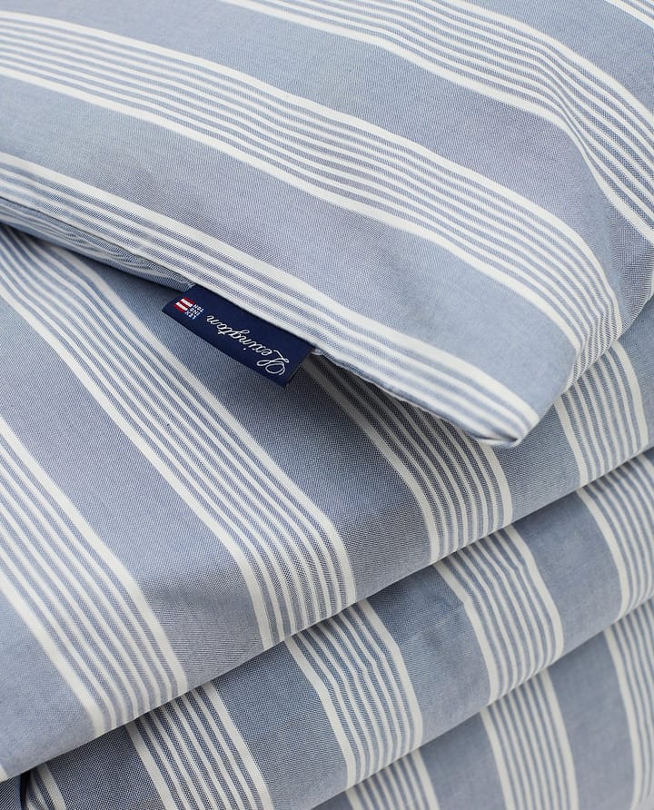 Striped lyocell och bomulls påslakan 220x220 cm, Blue/Off White Lexington