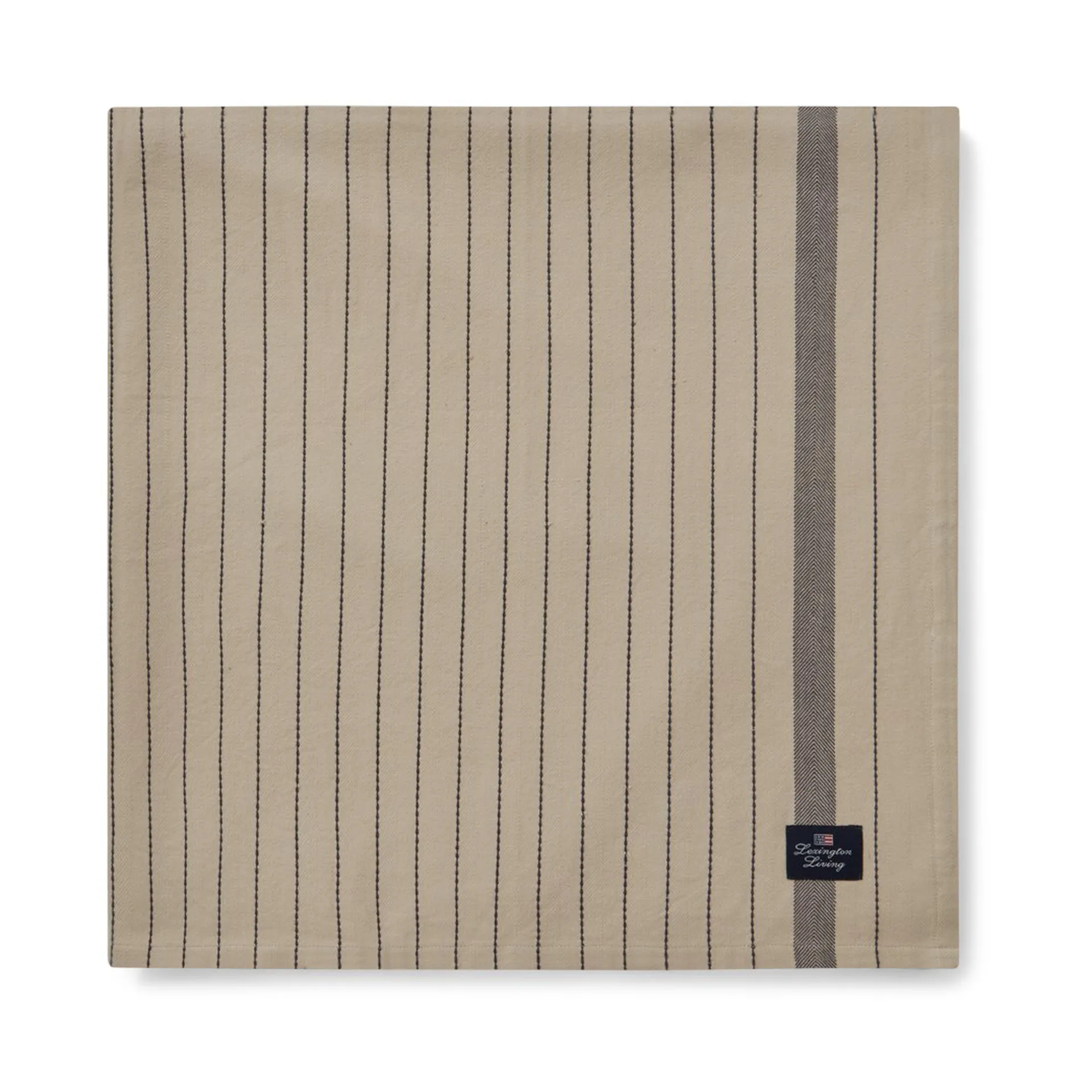 Striped Organic Cotton bordsduk 150x350 cm, Beige-dark gray Lexington