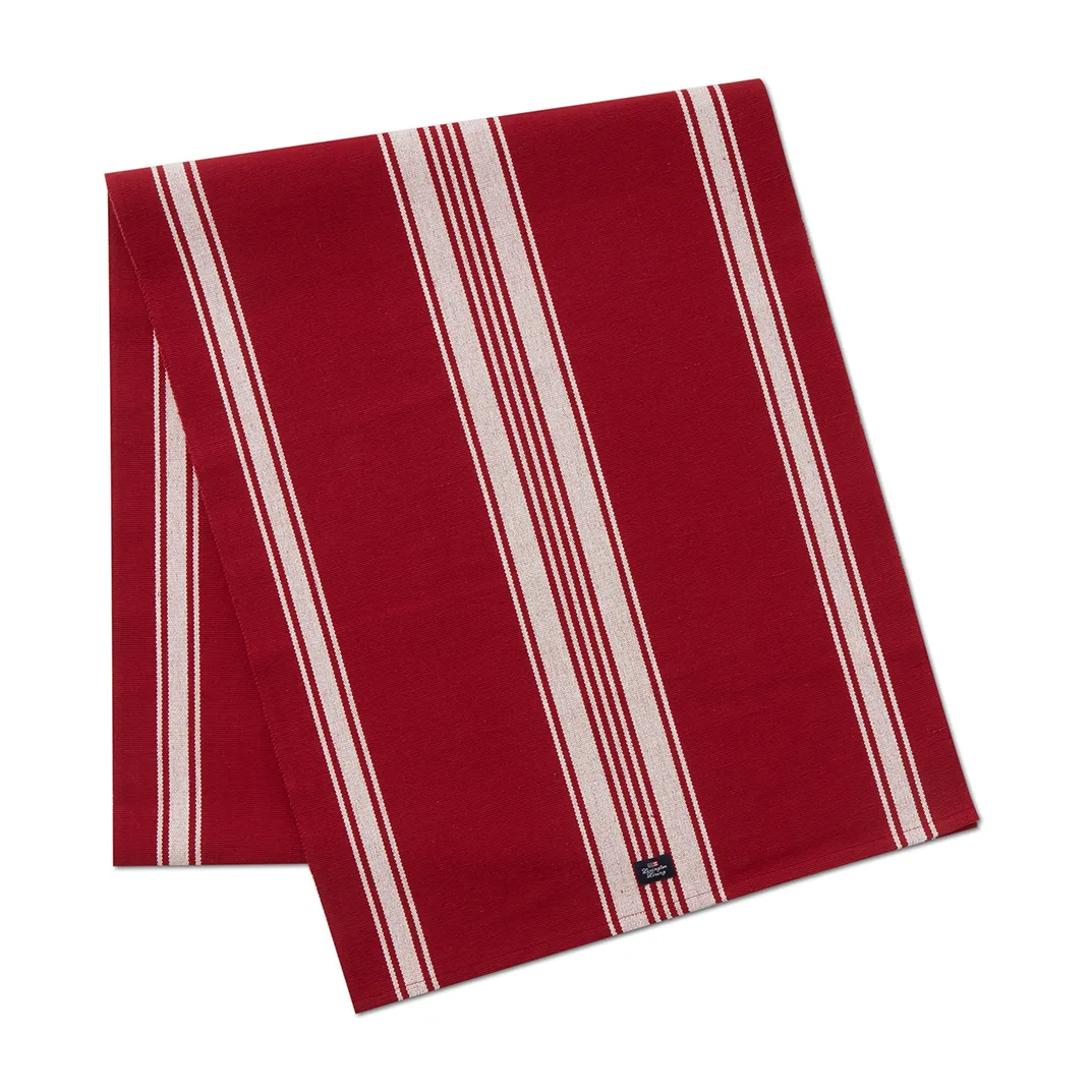 Striped Organic Cotton Rib löpare 50x250 cm, Red-white Lexington