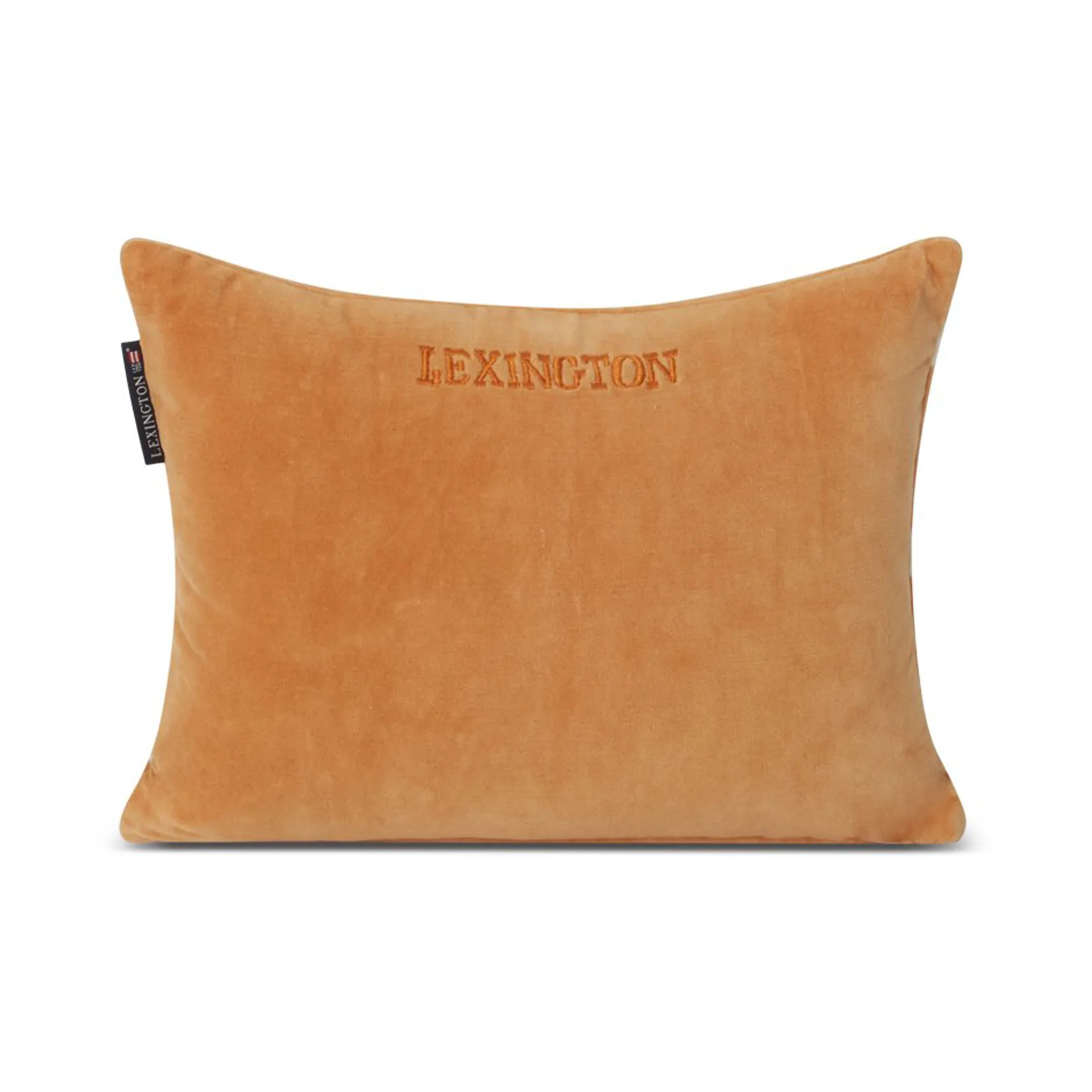 Striped Organic Cotton Velvet kudde 30x40 cm, Mustard-light beige Lexington