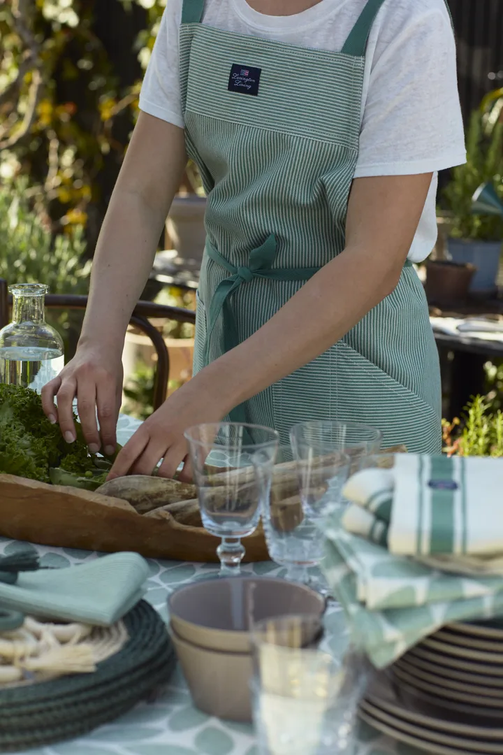 Striped Oxford förkläde, Grön-vit Lexington