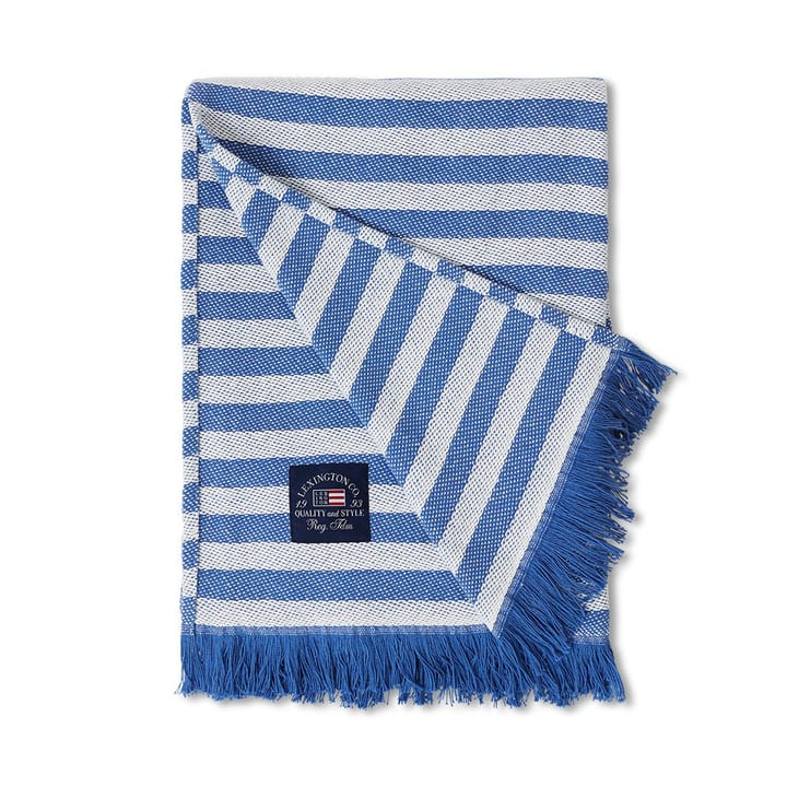 Striped Recycled Cotton pläd 130x170 cm, Blue-white Lexington
