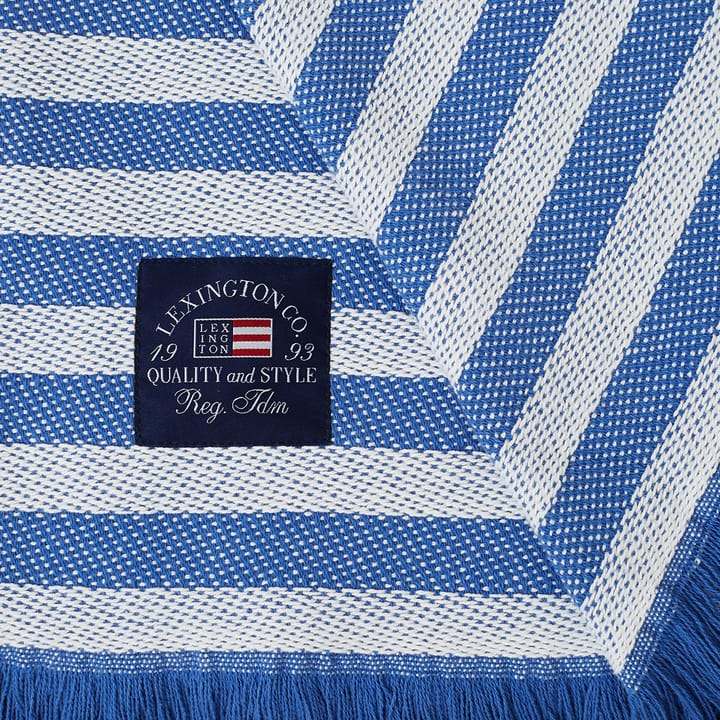Striped Recycled Cotton pläd 130x170 cm, Blue-white Lexington