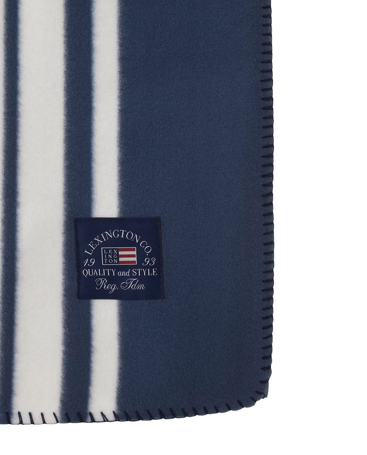 Striped Recycled Polyester fleecefilt 130x170 cm - Navy - Lexington