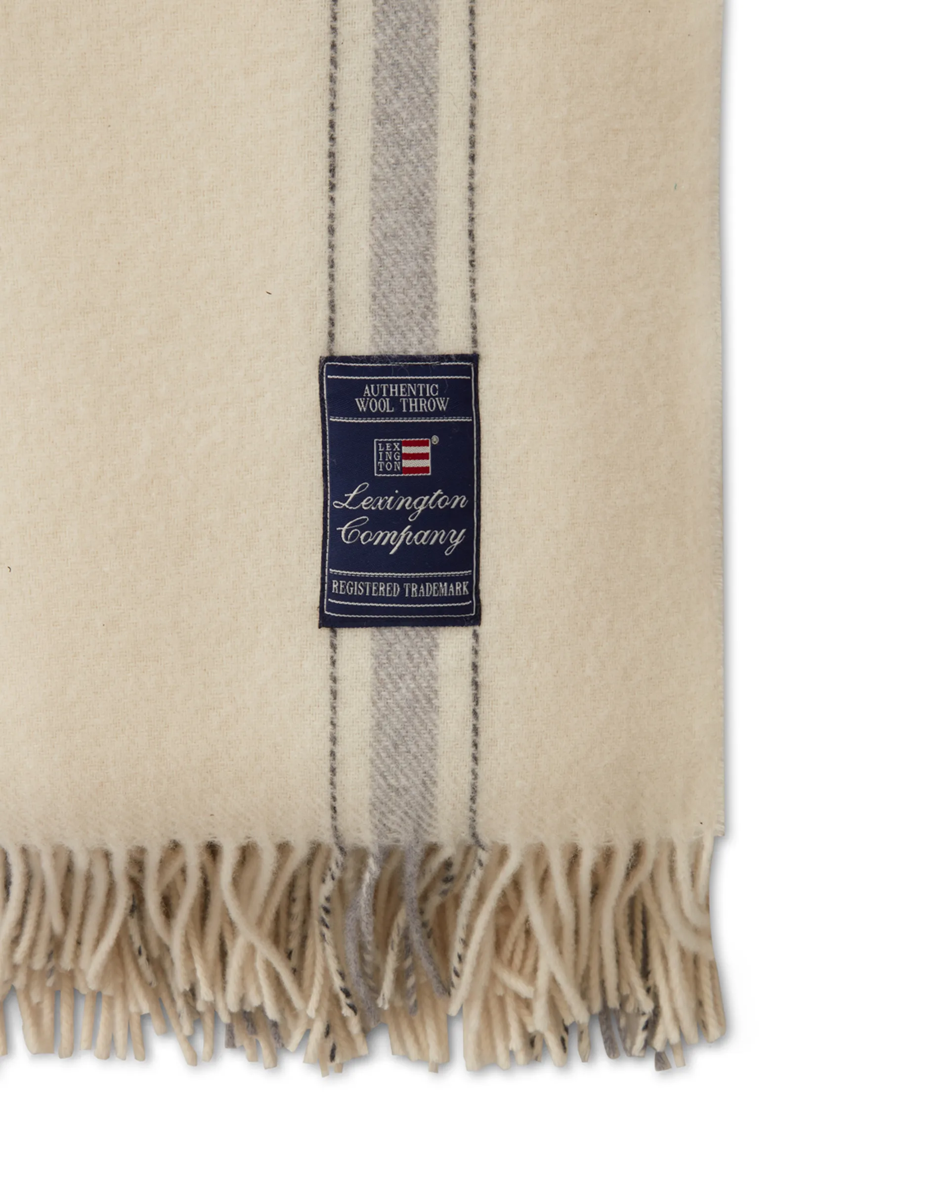 Striped Recycled ullpläd 130x170 cm, Offwhite-grå Lexington