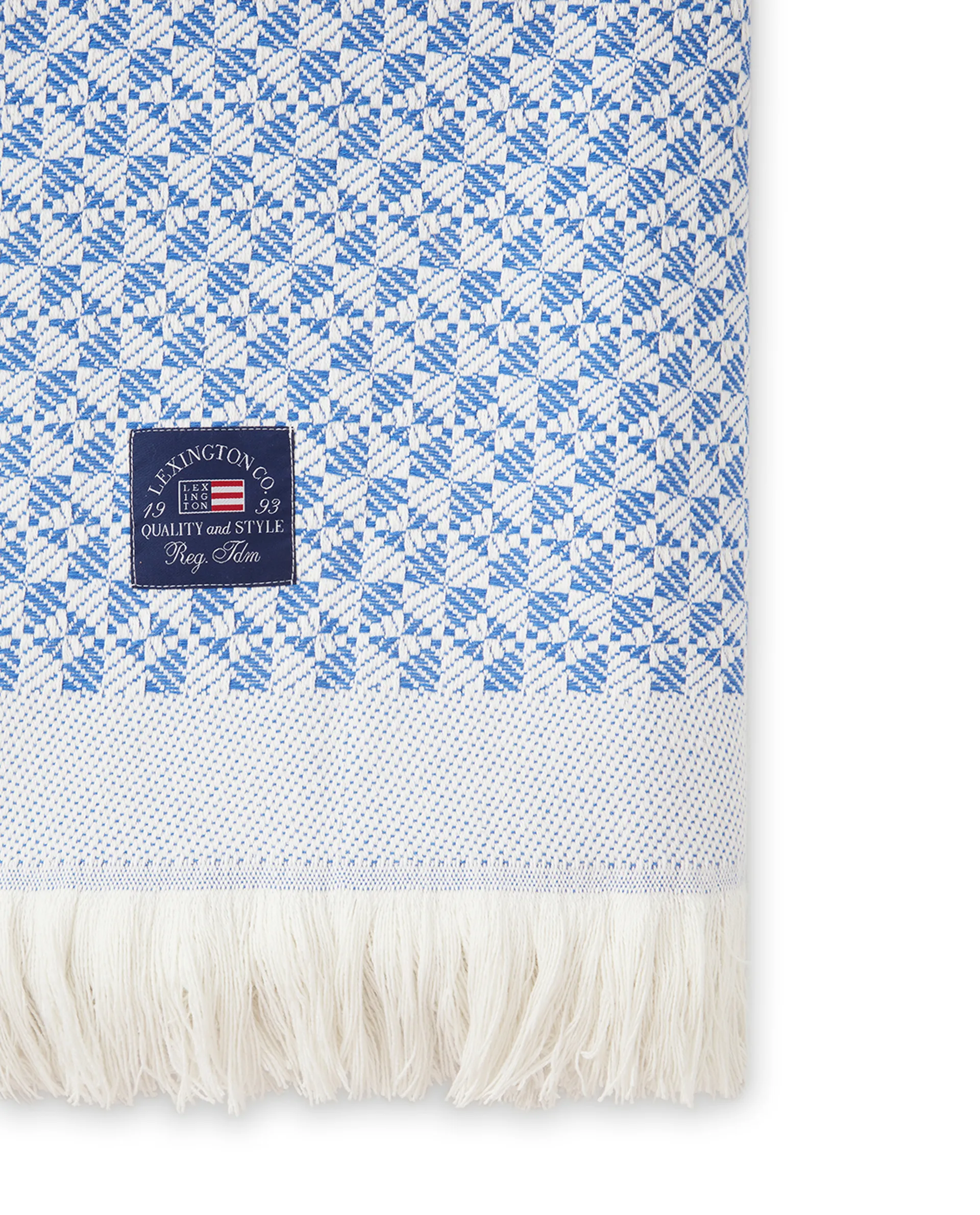 Striped Structured Recycled bomullspläd 130x170 cm, Blå-vit Lexington