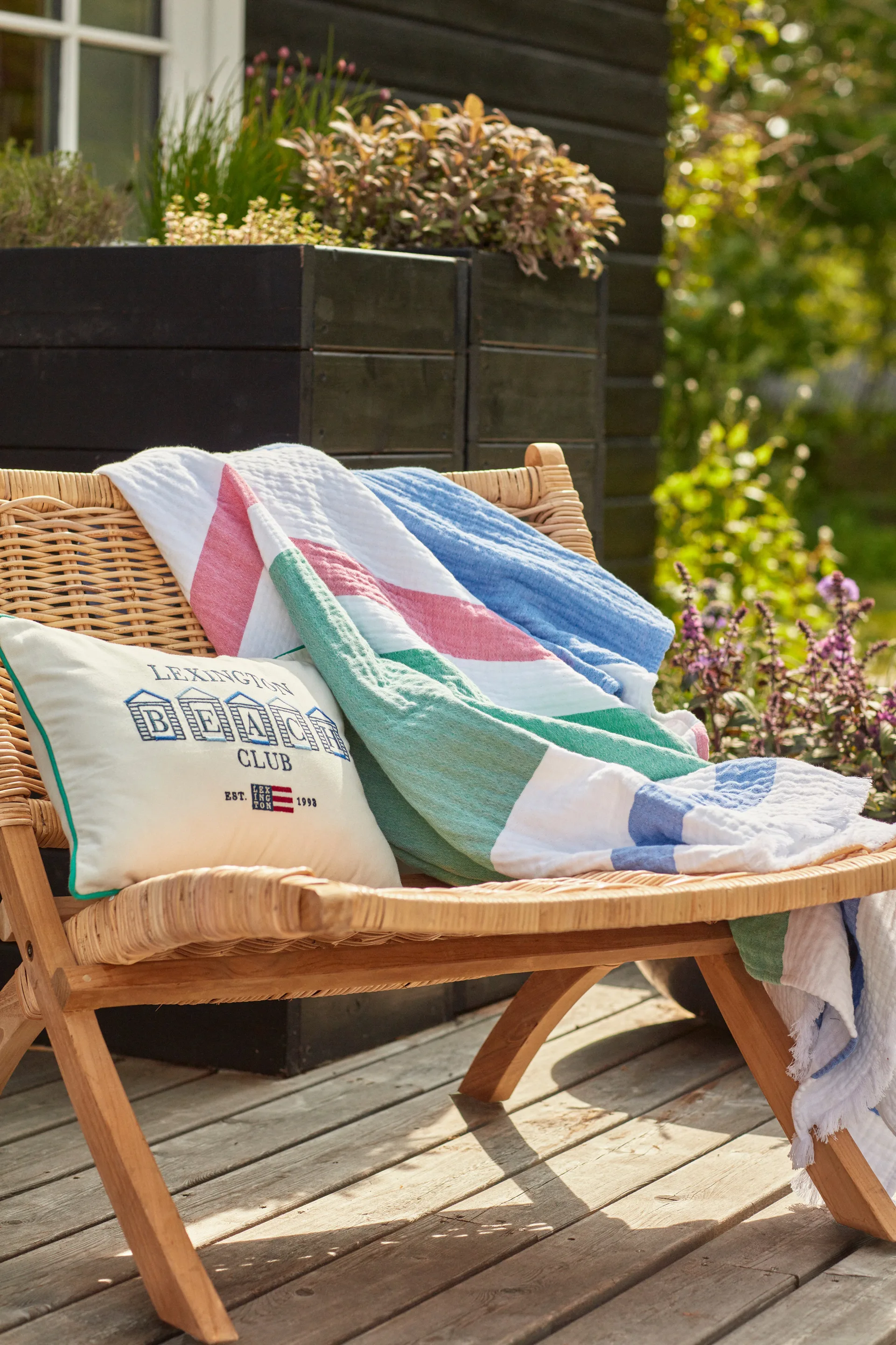 Striped våfflad bomullspläd 130x170 cm, Multi Lexington