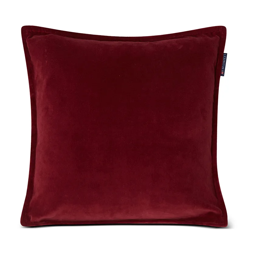Velvet kuddfodral med kant 50x50 cm, Dark red Lexington
