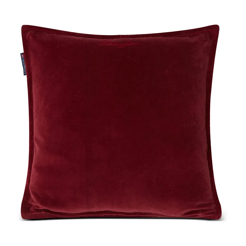 Velvet kuddfodral med kant 50x50 cm, Dark red Lexington