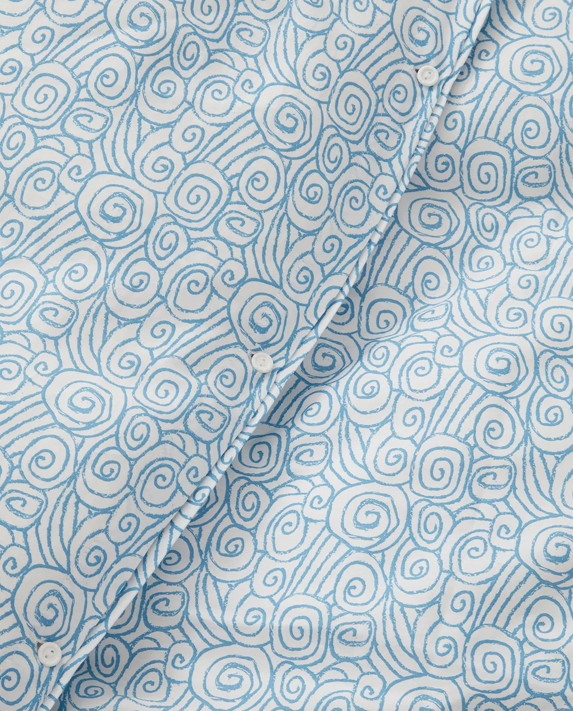 Wave Printed Cotton Sateen bäddset, White-Blue, 2 örngott Lexington