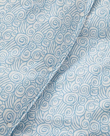 Wave Printed Cotton Sateen bäddset - White-Blue, 2 örngott - Lexington