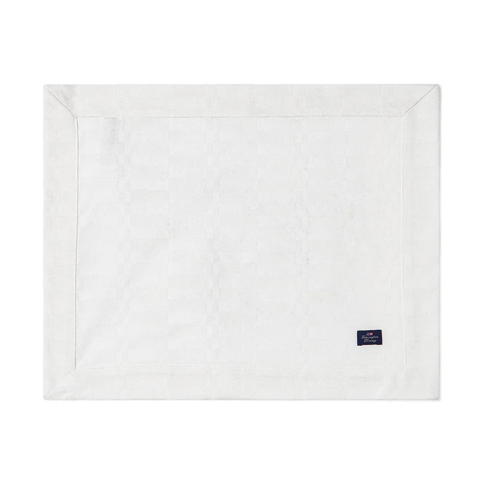 White jacquard cotton bordstablett 40x50 cm, Vit Lexington