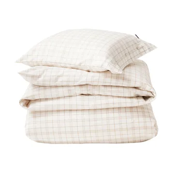 White/Beige Checked Lyocell/Cotton bäddset - 50x60 cm, 150x210 cm - Lexington
