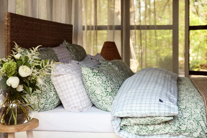 White/Green Checked Lyocell/Cotton bäddset, 50x60 cm, 150x210 cm Lexington