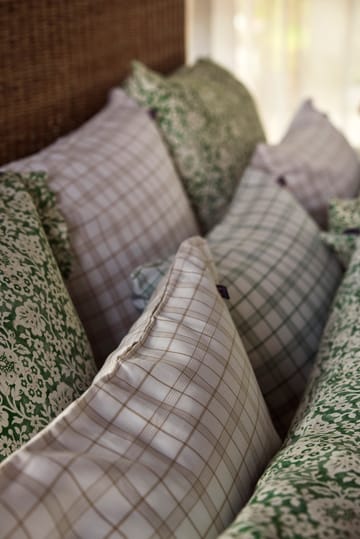 White/Green Checked Lyocell/Cotton bäddset - 50x60 cm, 150x210 cm - Lexington