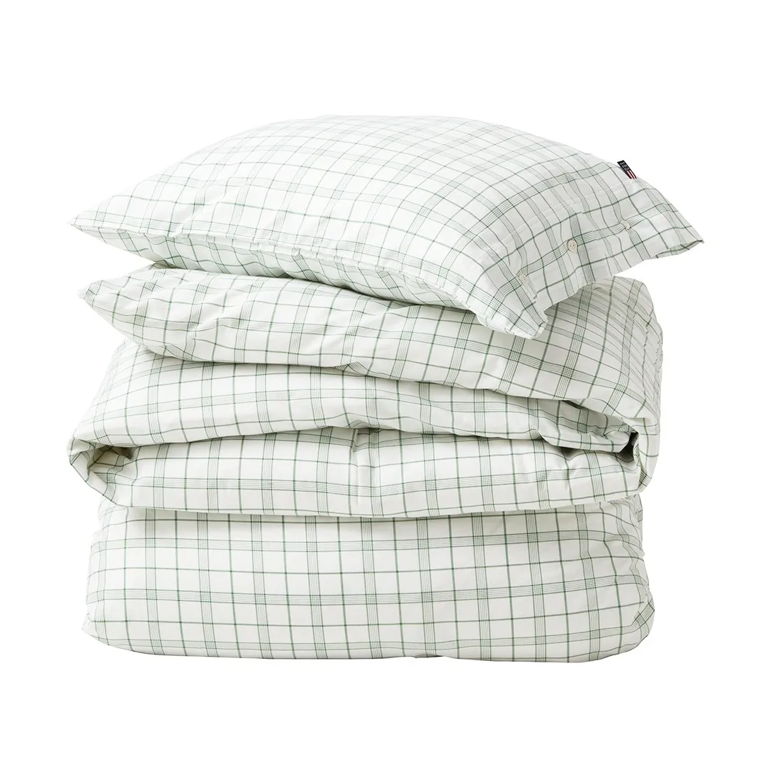 White/Green Checked Lyocell/Cotton bäddset, 50x60 cm, 220x220 cm Lexington