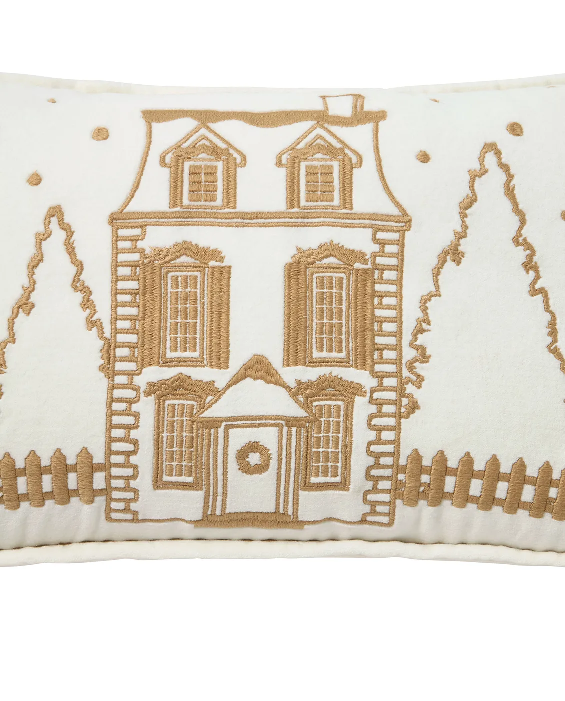 Winter House eko. sammetsbomull kudde 30x50 cm, White-Light beige Lexington