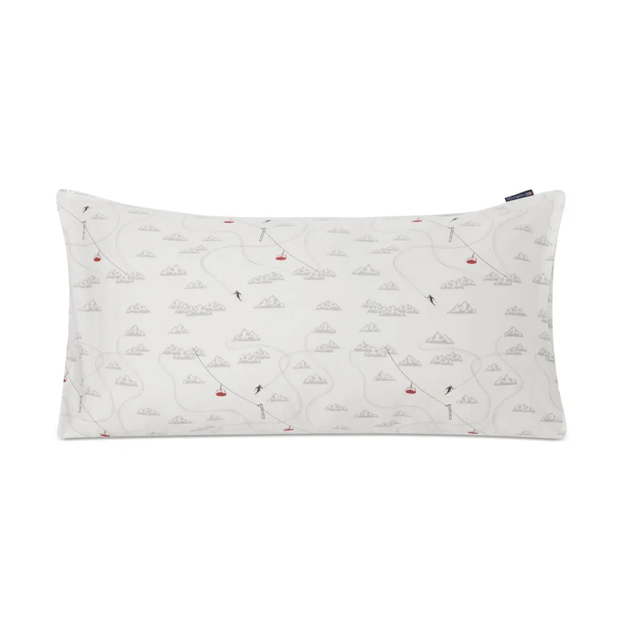 Winter Printed Cotton Sateen örngott 50x90 cm, White-gray-red Lexington