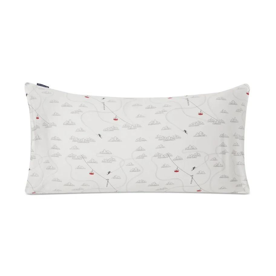Winter Printed Cotton Sateen örngott 50x90 cm, White-gray-red Lexington