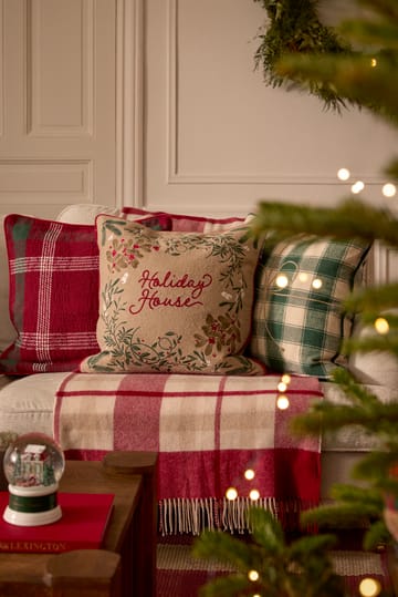 Wrapped checked eko. flannel kuddfodral 50x50 cm - Dark blue-red - Lexington