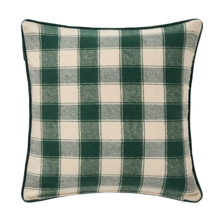 Wrapped checked eko. flannel kuddfodral 50x50 cm, Light beige-green Lexington