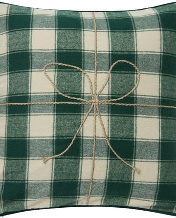 Wrapped checked eko. flannel kuddfodral 50x50 cm - Light beige-green - Lexington