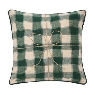 Wrapped checked eko. flannel kuddfodral 50x50 cm - Light beige-green - Lexington