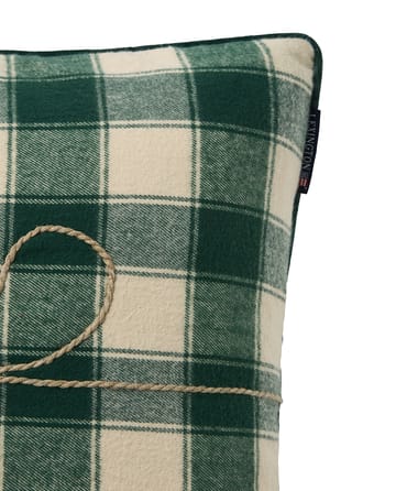 Wrapped checked eko. flannel kuddfodral 50x50 cm - Light beige-green - Lexington
