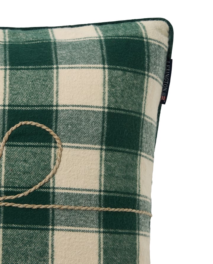 Wrapped checked eko. flannel kuddfodral 50x50 cm, Light beige-green Lexington