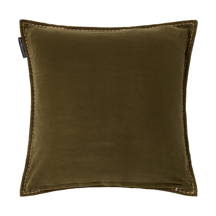 Wreath ekologisk bomullssammet kuddfodral 50x50 cm, Olive-brown-white Lexington