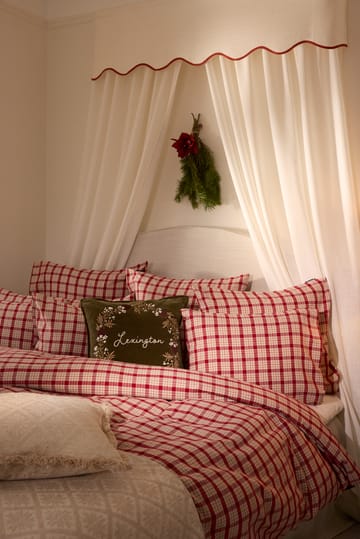 Wreath ekologisk bomullssammet kuddfodral 50x50 cm - Olive-brown-white - Lexington