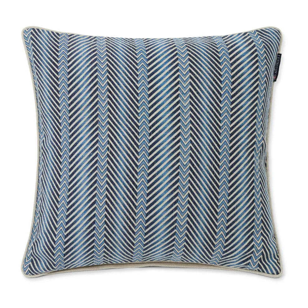 Zig Zag Printed kuddfodral 50x50 cm, Blue-beige Lexington