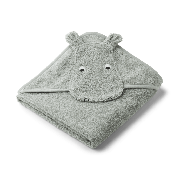 Albert badcape handduk med huva 70x70 cm - Hippo dove blue - Liewood