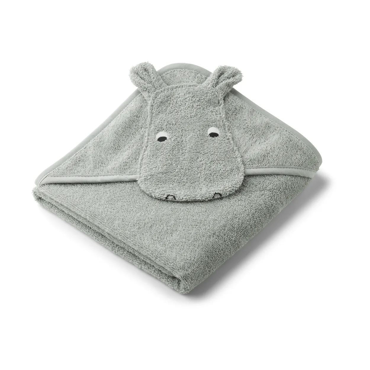 Liewood Albert badcape handduk med huva 70x70 cm Hippo dove blue