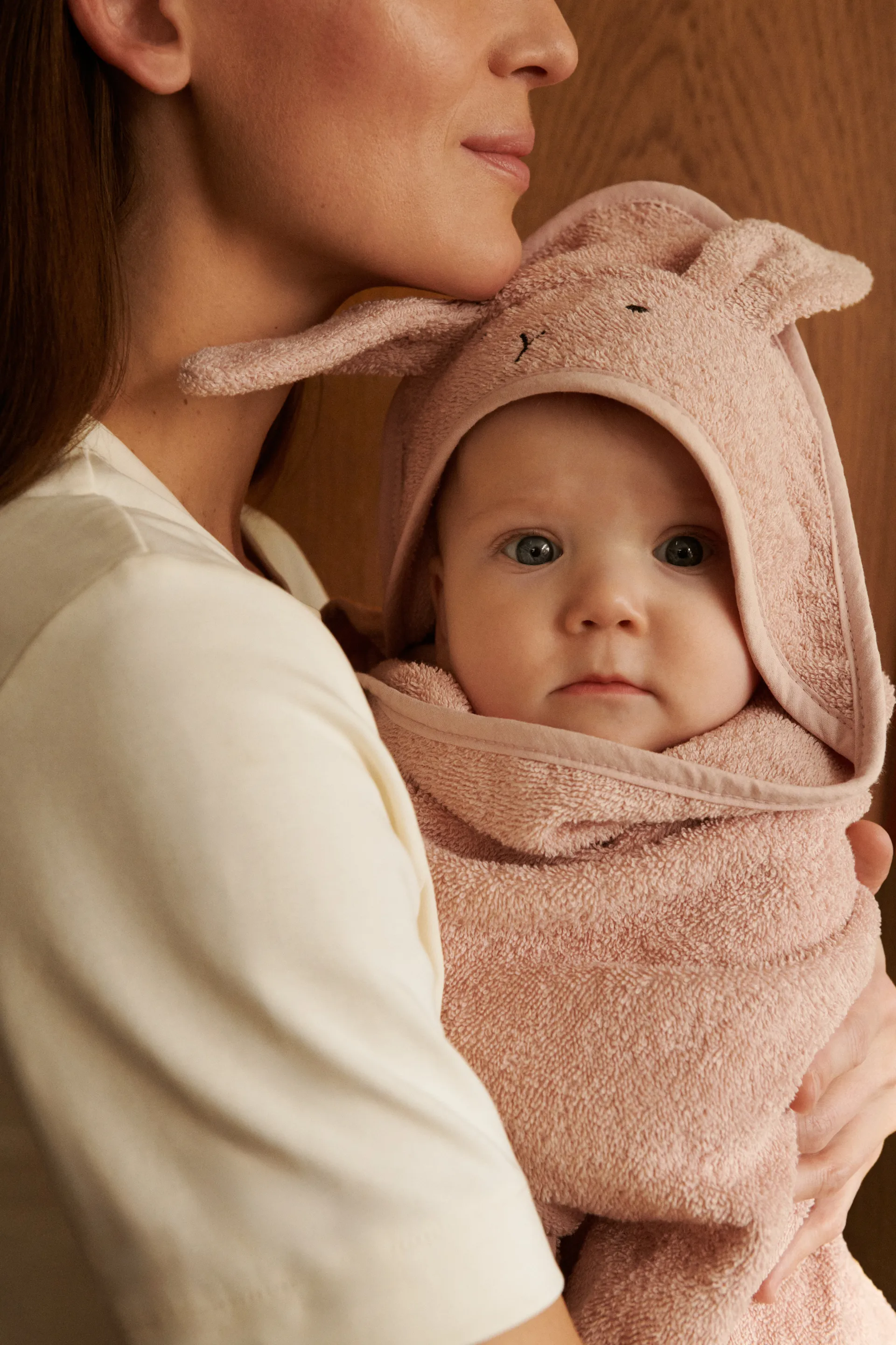 Albert badcape handduk med huva 70x70 cm, Rabbit rose Liewood