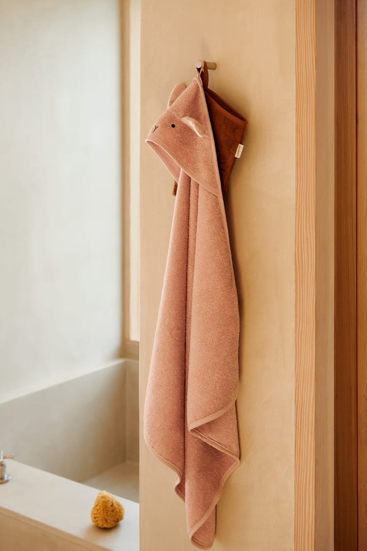 Albert badcape handduk med huva 70x70 cm, Rabbit rose Liewood