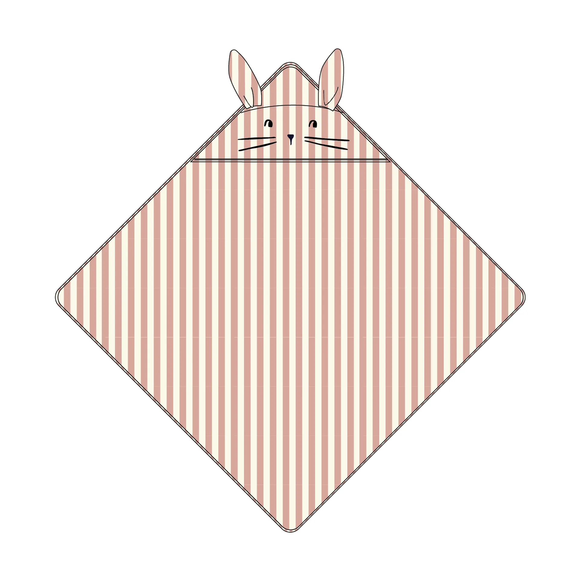 Albert handduk med huva 70x70 cm, Coral blush-creme de la creme stripe Liewood