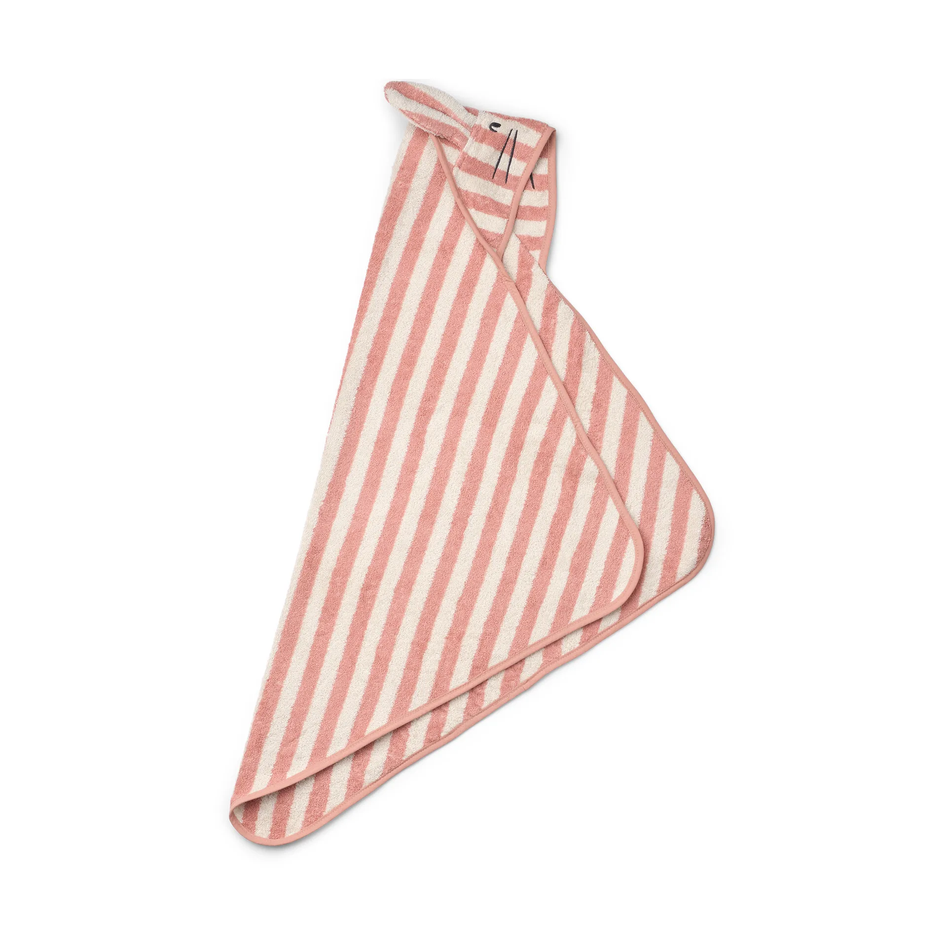 Albert handduk med huva 70x70 cm, Coral blush-creme de la creme stripe Liewood