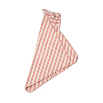 Albert handduk med huva 70x70 cm - Coral blush-creme de la creme stripe - Liewood