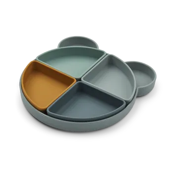 Arne barntallrik + 4 skålar - Mr bear blue fog multi mix - Liewood