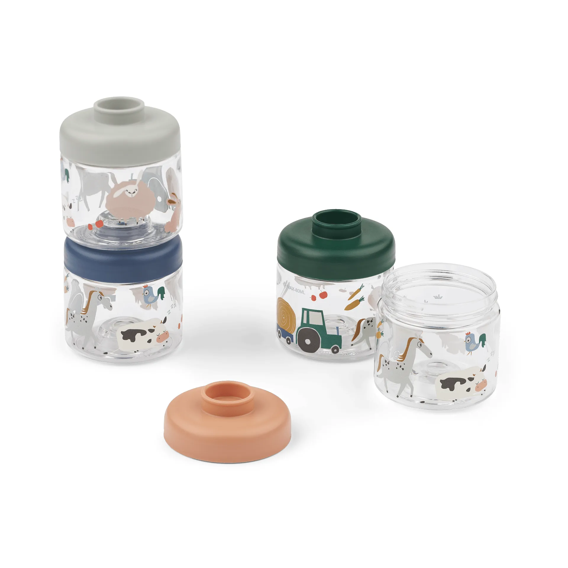 Dominique barnmatsburkar 100 ml 4-pack, Farmlife-Sandy Liewood
