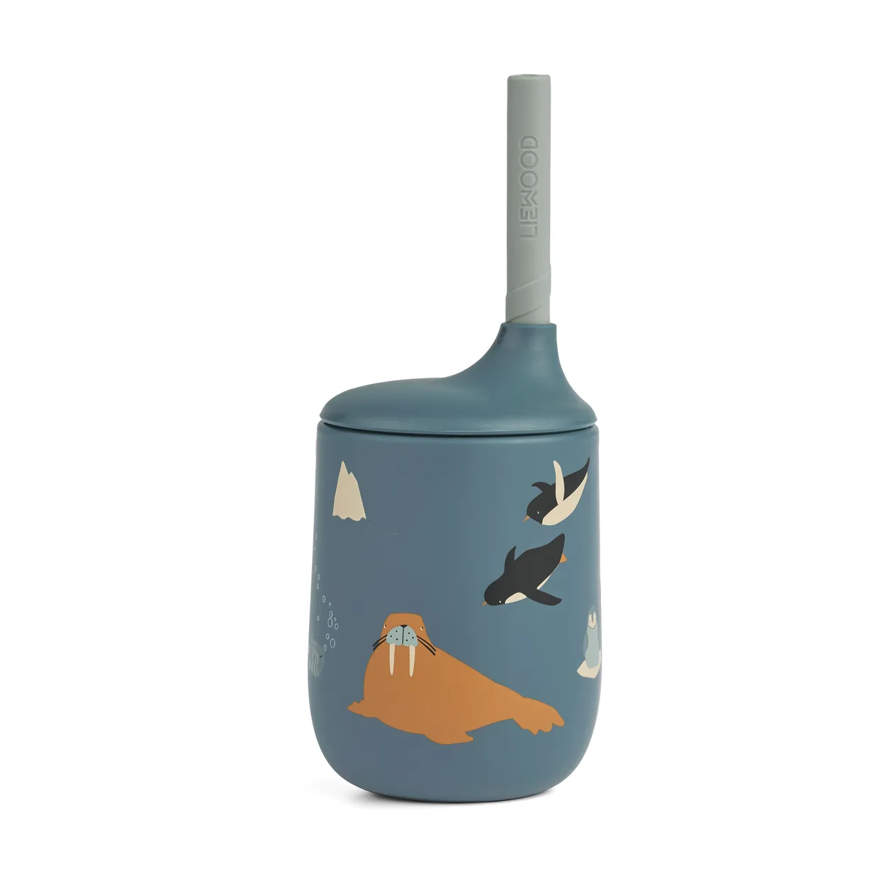 Liewood Ellis printed sippy cup pipmugg med sugrör 23 cl Arctic Sea-Ocean view